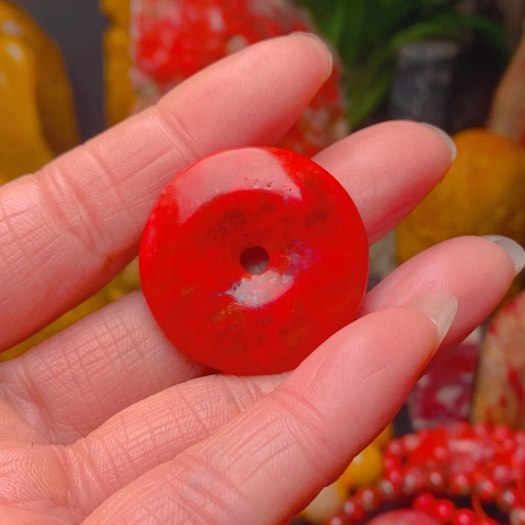 鸡血石海*李鸡血石平安扣