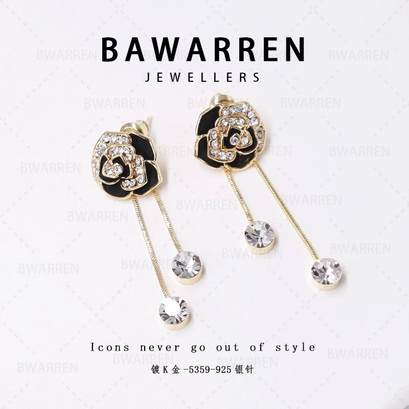 Bawarren 意 5359-精致耳环小众欧美优雅法式长款