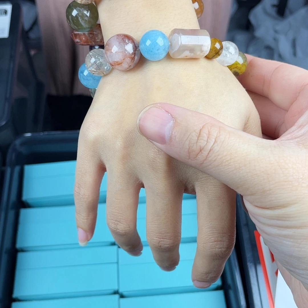 水晶手串银S925镀金镶嵌