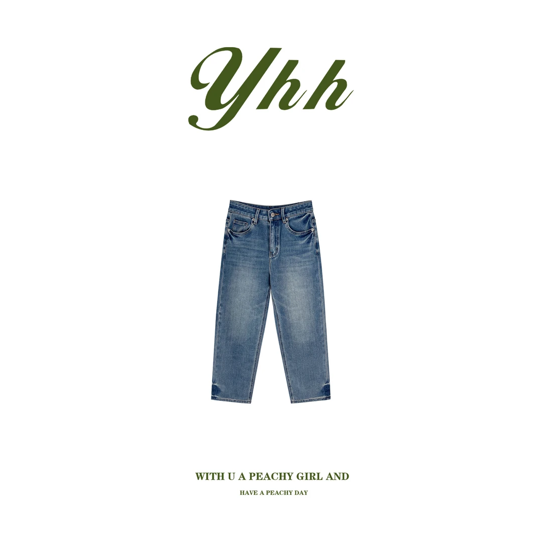【YHH】春季复古百搭休闲时尚扎染烟管牛仔九分裤-YHK50060