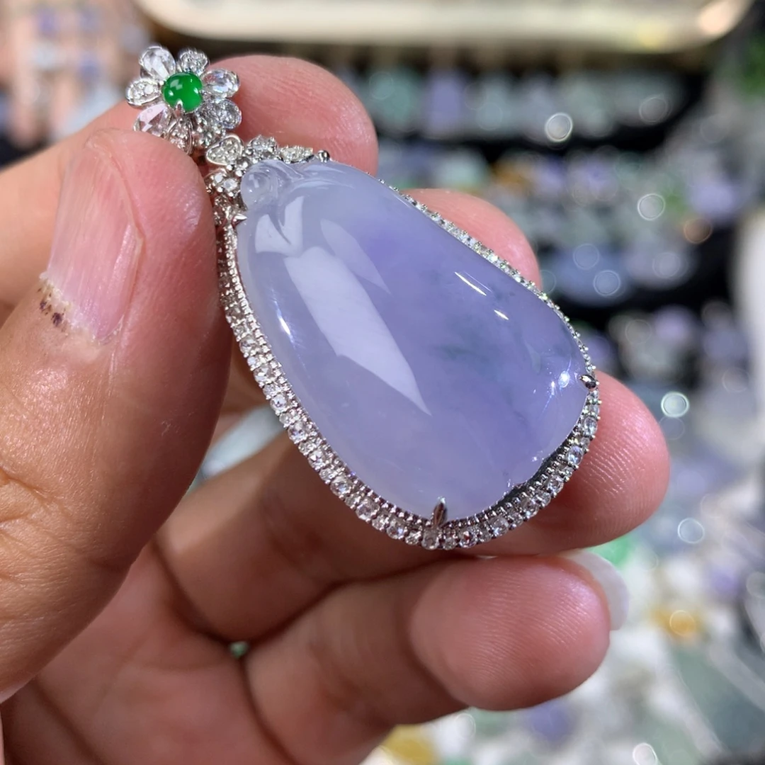 翡翠18K金镶嵌吊坠(不含链)