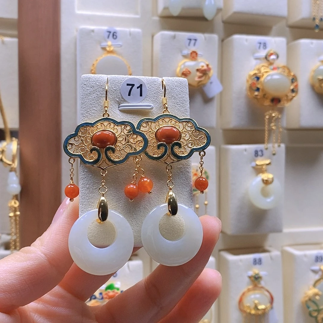 和田玉颈饰银S925镶嵌