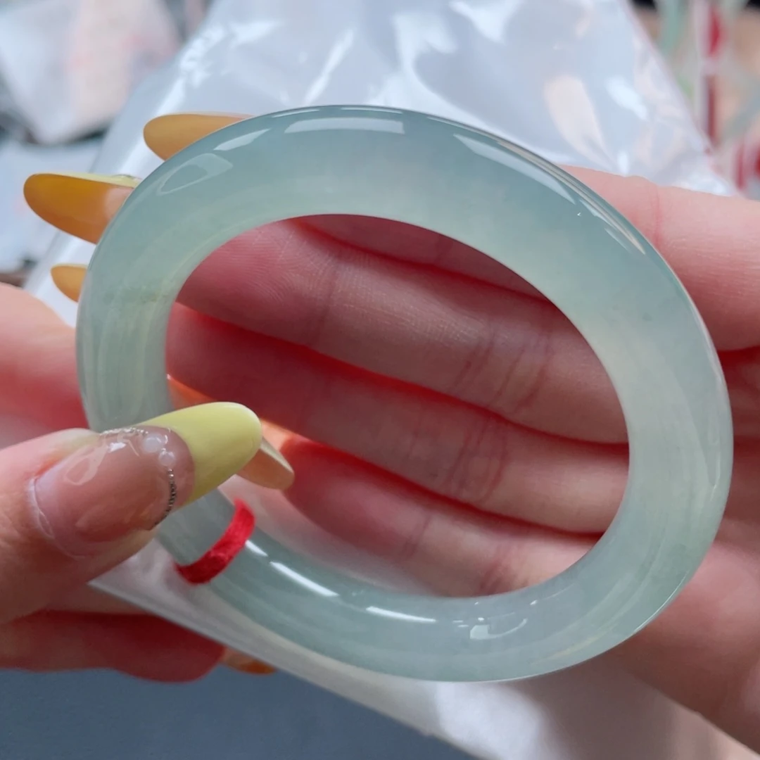 未镶嵌手镯翡翠53.4冰透湖水绿 湖光山色碧波荡漾 25号