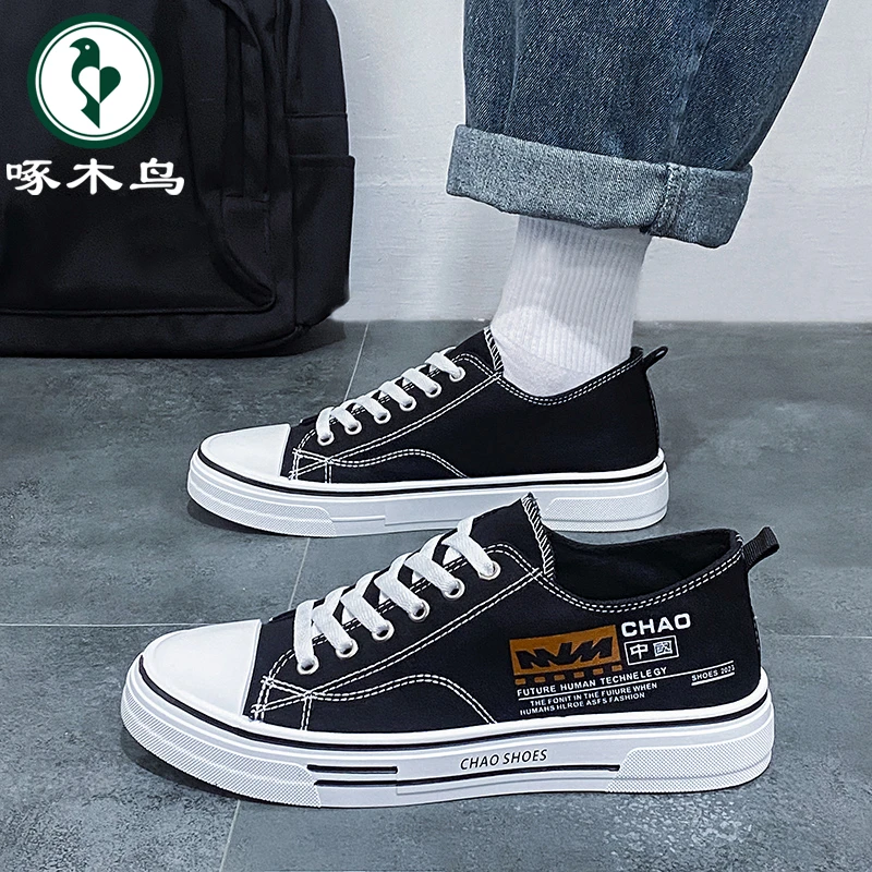 【正品】啄木鸟2025夏季新款网红帆布鞋子男款潮流百搭休闲运动布鞋