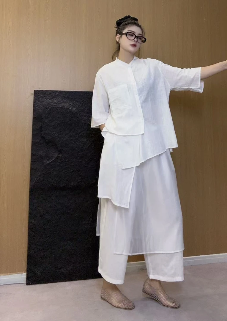 夏季新品  设计款麻料厨师裤