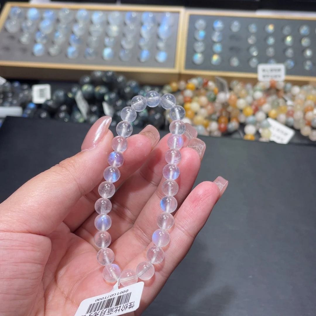麦***咪未镶嵌长石手链蓝月光手链7.3mm