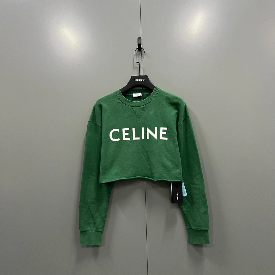 Celine 赛琳 绿色logo印花短卫衣 尺码如图/95新/6900/fg206912
