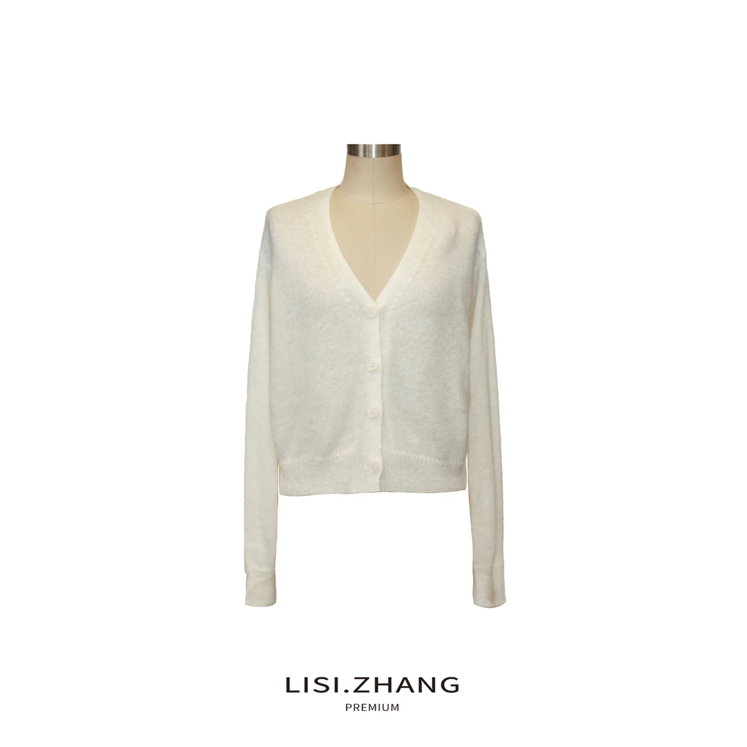 LISI.ZHANG--【针织开衫】秋季休闲纯色V领单排扣针织开衫上衣
