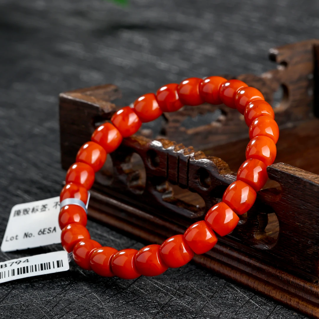 KJ-A1B794南红老型珠手串约7-8mm时尚百搭简约日常手串