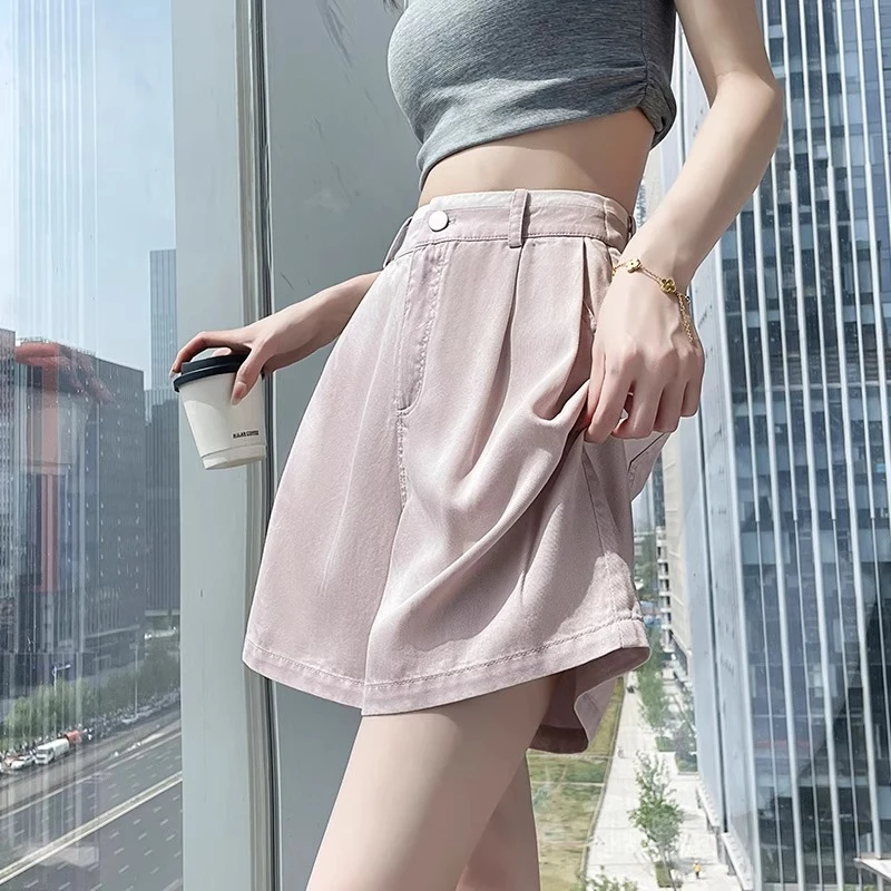 100%莱赛尔天丝短裤女夏季薄款2025新款宽松垂感辣妹透气冰丝热裤