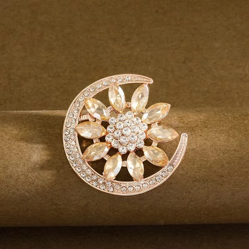铜合金合成锆石胸针 铜合金【太阳花胸针】196-6轻奢小众高档别针
