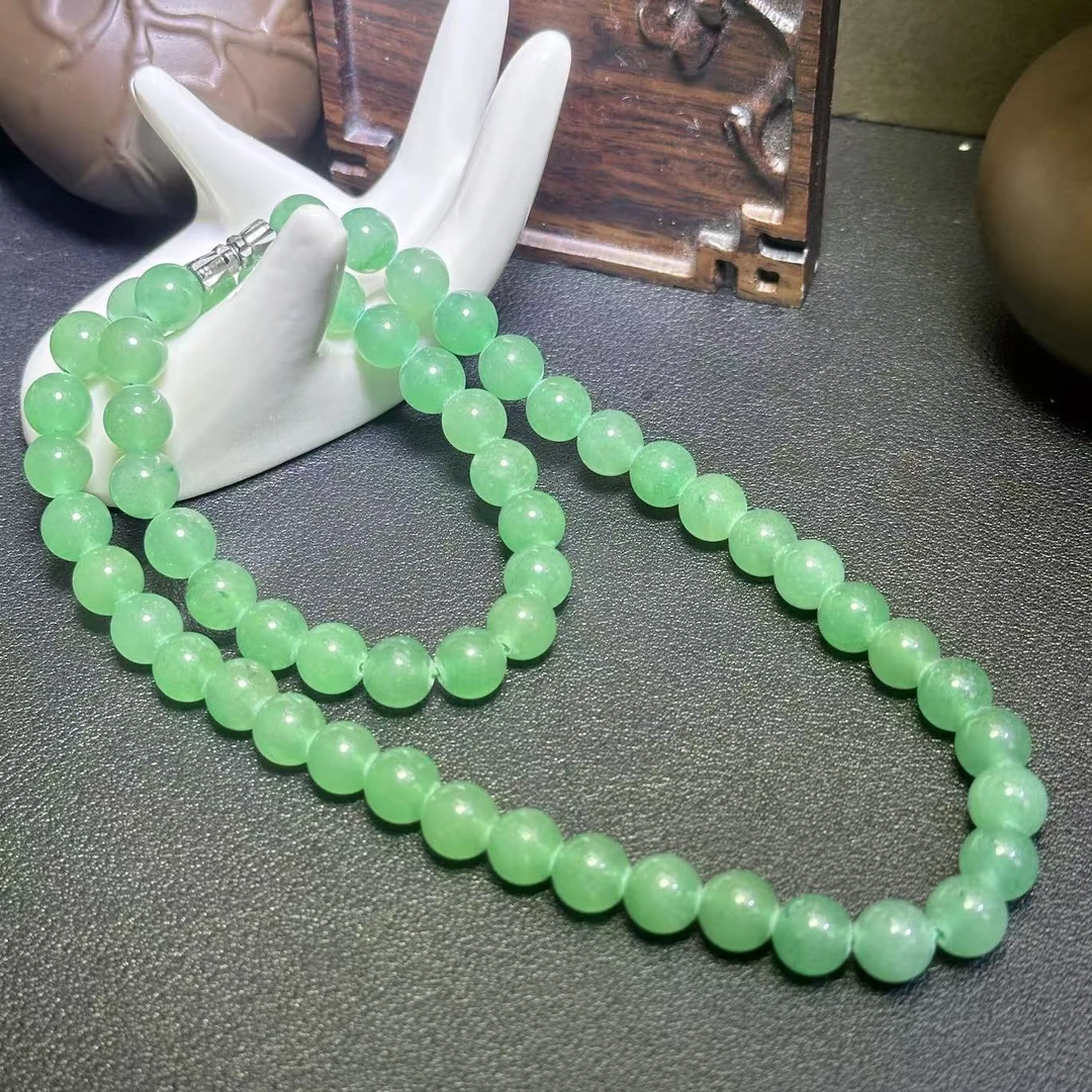 C3482-卡8+/翠羽明珠翠东陵绿项链WR