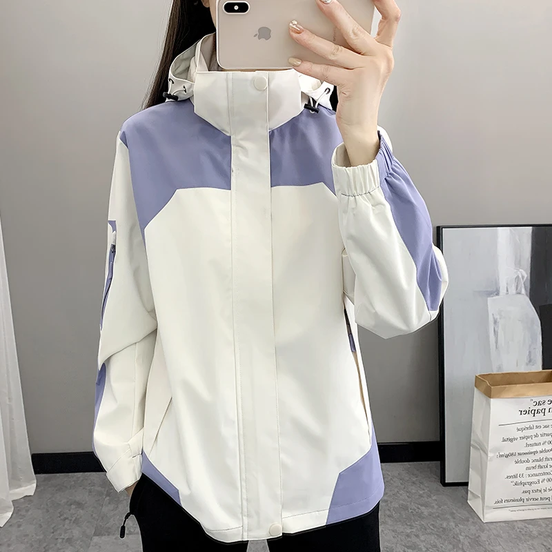 冲锋衣外套女春秋季户外宽松休闲防风防水三合一可拆卸风衣夹克男