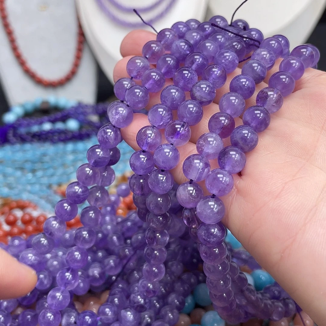 玛瑙/玉髓未镶嵌半成品薰衣草紫水晶8m