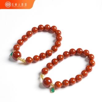 玉美人菲菲&玛瑙单圈圆珠手串约10mm&多样性发一