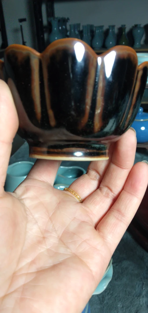 乌金釉莲花杯郭遂工艺汝瓷