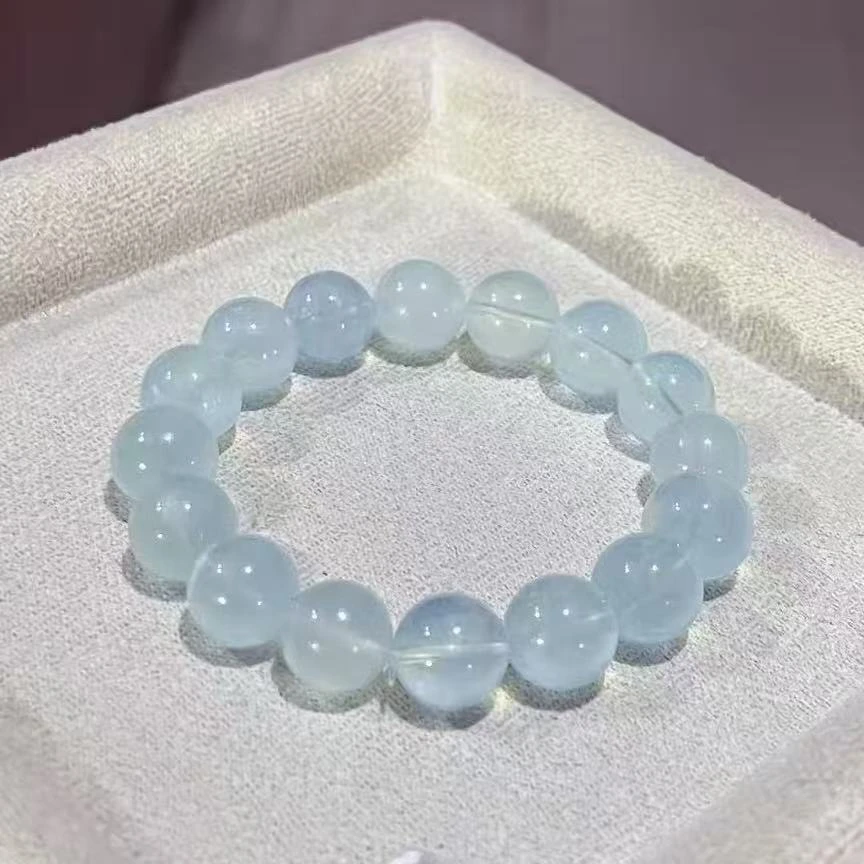 海蓝宝手串圣玛丽亚天然冰川蓝手链冰绿柱石海蓝晶气质蓝水女款