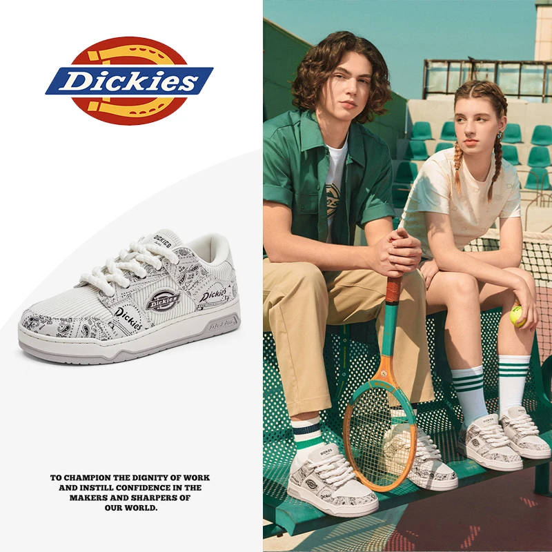 Dickies雪山灰情侣款板鞋新款休闲百搭鞋子低帮腰果花运动潮鞋男