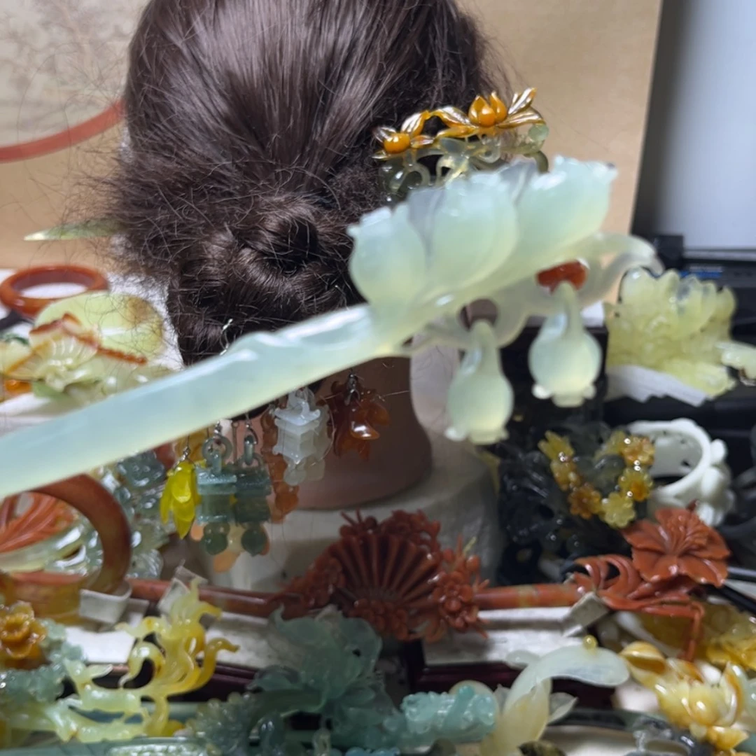 【闪购商品】蛇纹石玉合金发饰
