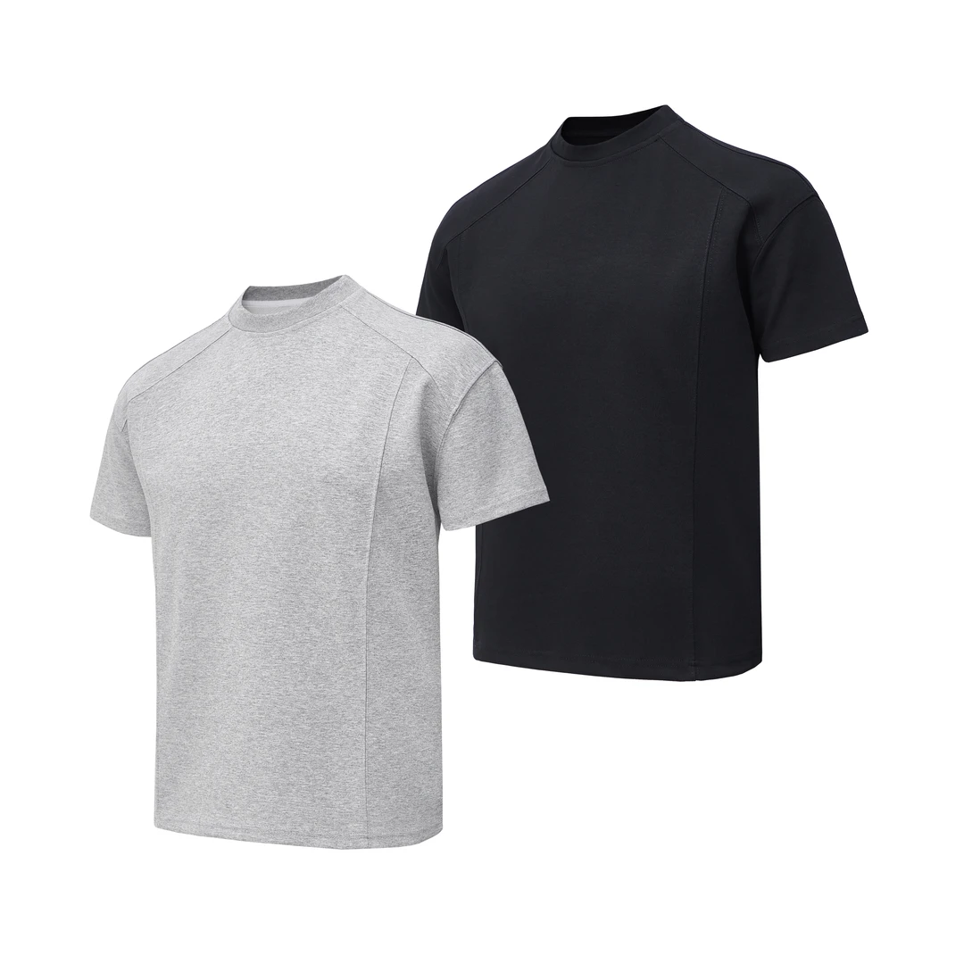 LIGGICC 美式氨纶太空棉T恤男硬汉解构线条垫肩boxy版型短袖上衣