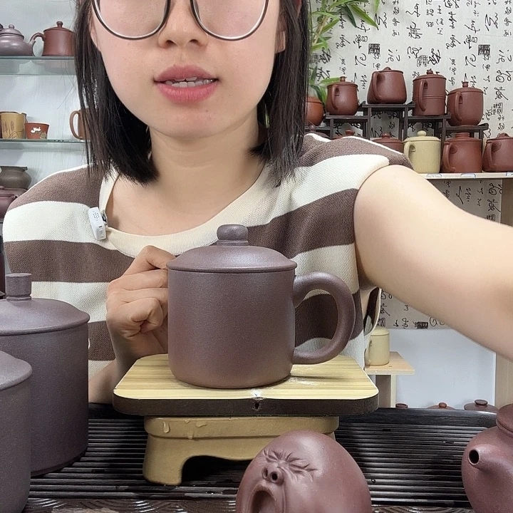 茶杯紫砂原矿鲨皮青小墩墩办公杯没礼盒微瑕色差380CC