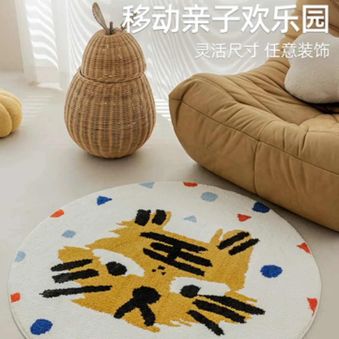 奇幻猫猫牛奶丝小朋友乐园法式奶油风卧室床边地垫轻奢