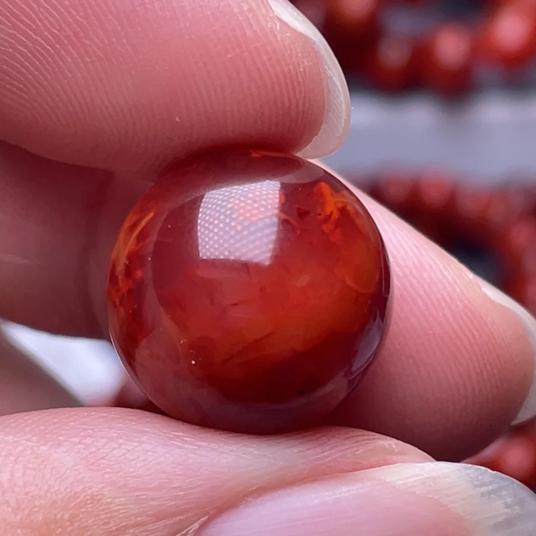 南红玛瑙未镶嵌南红玉石15.9mm瓦西全品原矿牛血火焰纹单珠