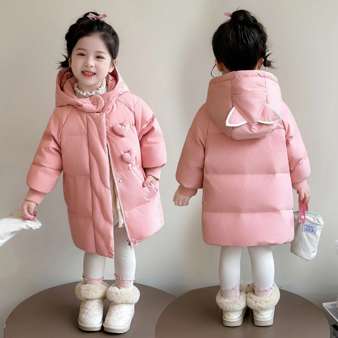 女童冬季羽绒服轻薄2025新款洋气儿童冬装小女孩白鸭绒外套中长款