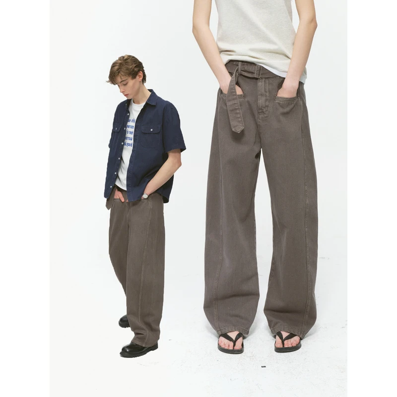 CountryMoment 全棉牛仔弯刀裤男美式复古cleanfit宽松阔腿长裤女