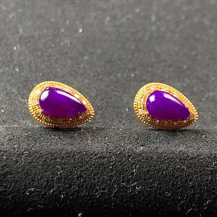 苏纪石（舒俱来）18K金镶嵌耳钉