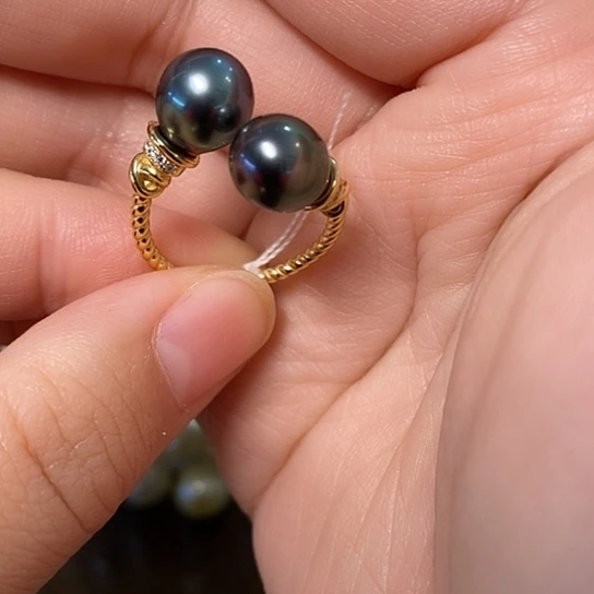 海水珍珠戒指银S925镶嵌9