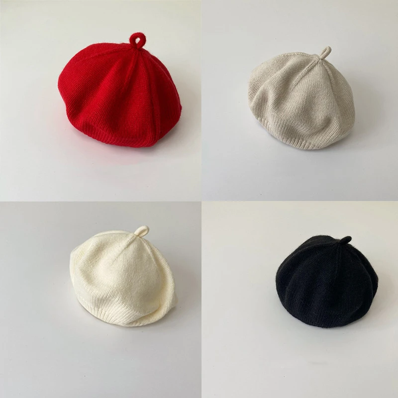 韩版婴幼儿0-1岁贝雷帽子春秋新款针织毛线保暖男女宝宝画家帽潮
