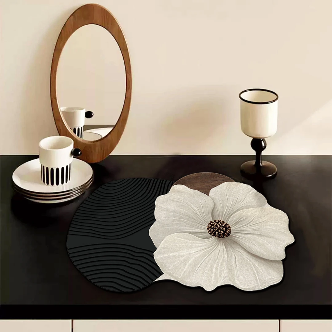 法式轻奢沥水垫纳帕皮杯垫速干防滑好打理咖啡垫台面隔音垫桌垫