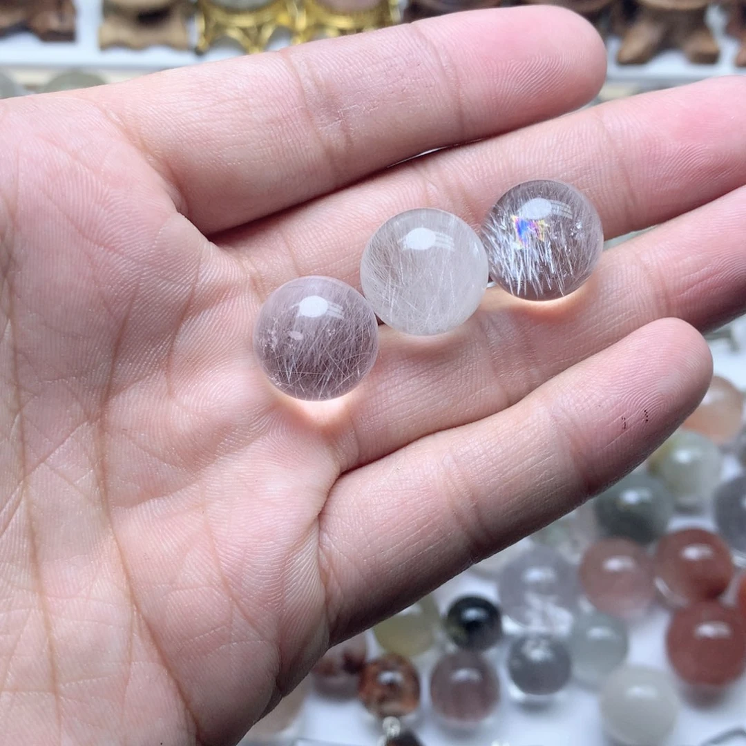 水晶珠宝半成品未镶嵌白***佳兔毛球