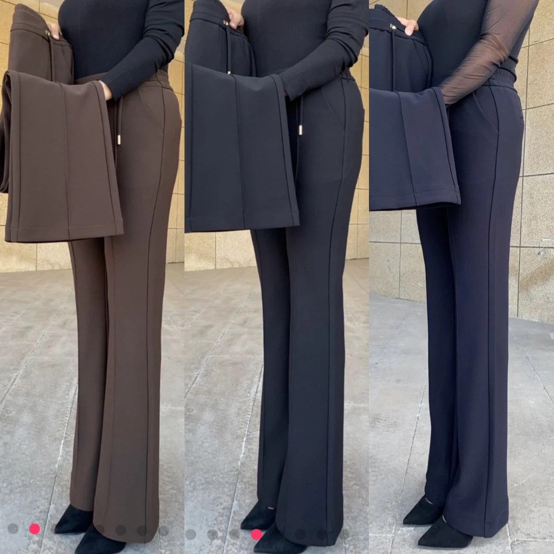 高品质南韩丝微喇裤时尚中年妈妈裤加长加大修身显瘦高腰大码2308