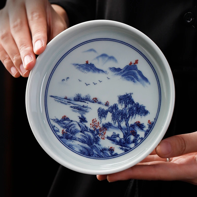 仿古紫砂茶承杯垫盖碗茶托瓜果盘杯垫复古功夫茶具盖碗干泡盘陶瓷