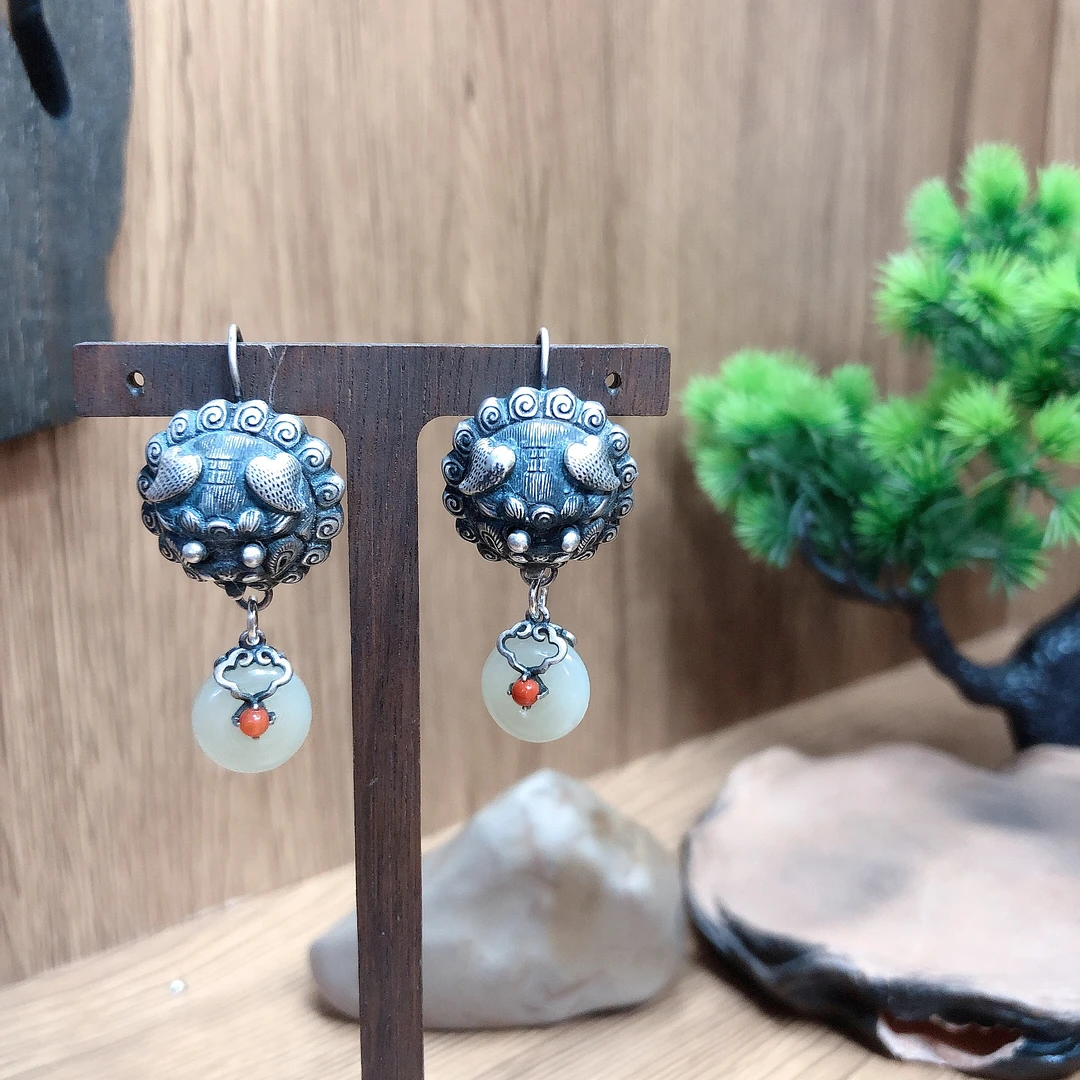 925银耳饰 银耳饰复古古风长款纯手工气质素款