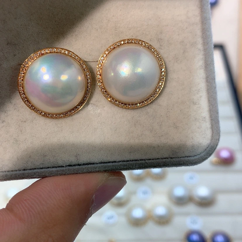 【闪购商品】耳饰拼合珍珠（马贝珠）18K金镶嵌