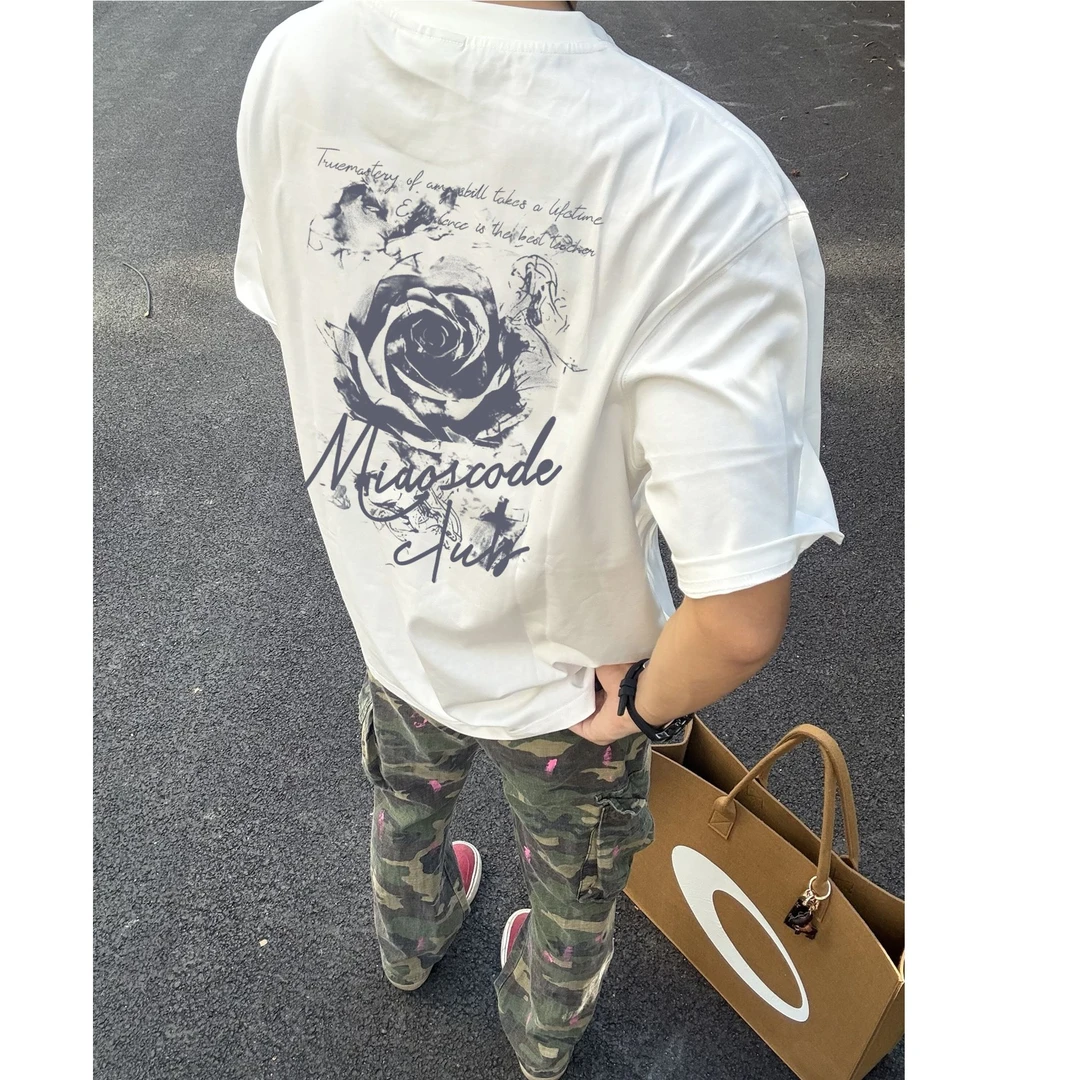 280g重磅潮牌美式复古短袖男款宽松潮流设计国潮t恤纯棉个性半袖