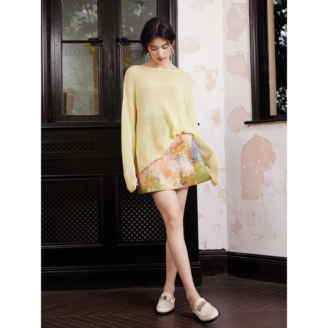 菠萝宝宝【罗马假日】B20春夏气质国风印花半身短裙01-999-M24SB11A