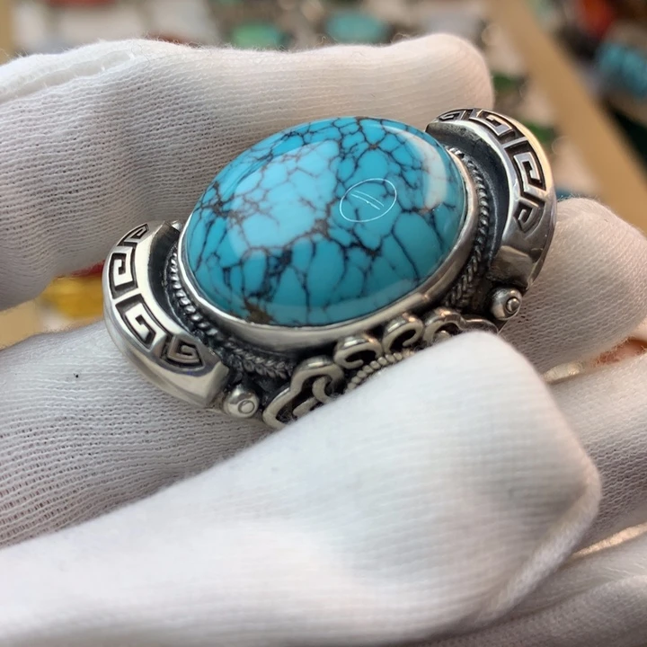 绿松石戒指足银镶嵌发*鸭