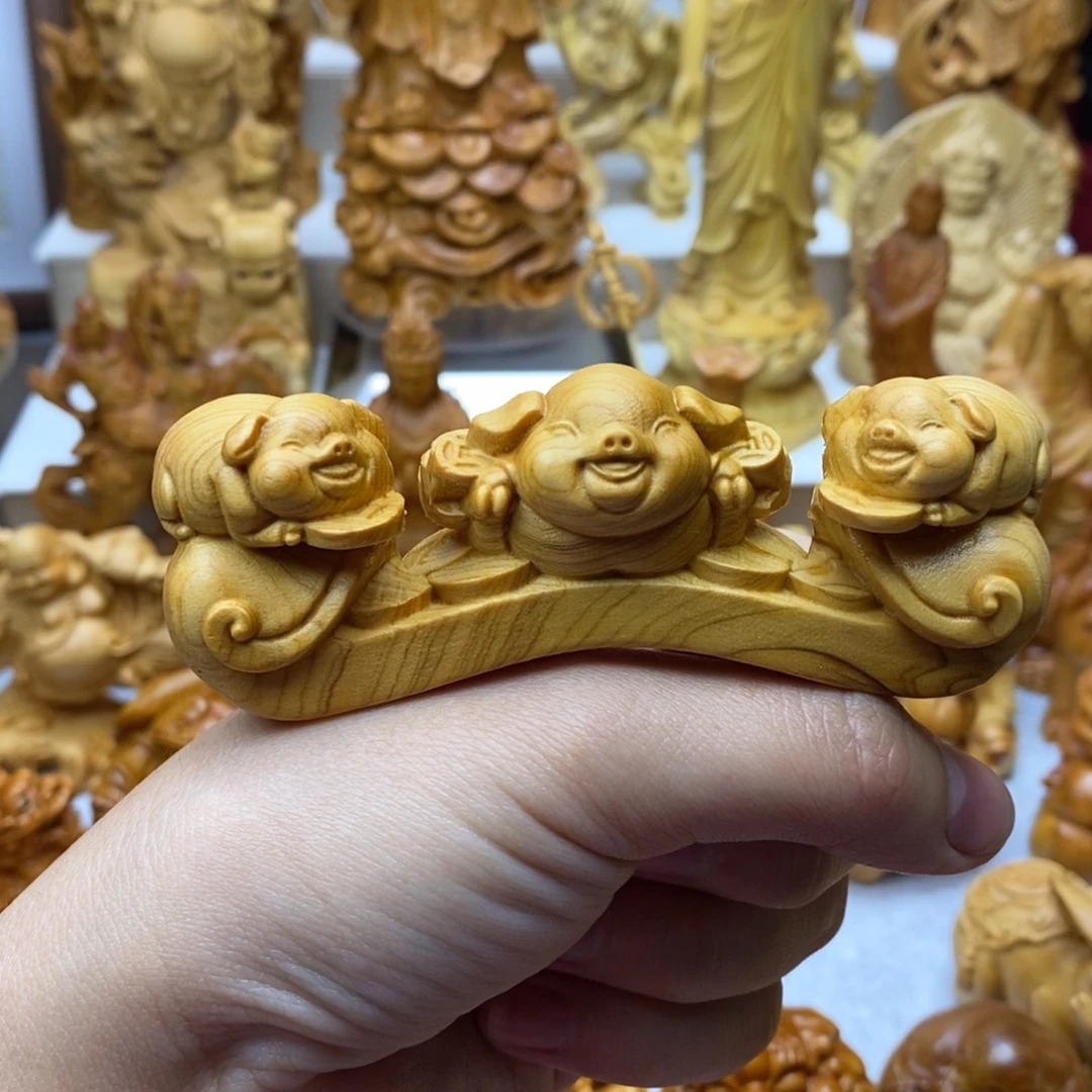 *****柏木（崖柏）木雕猪猪雕刻