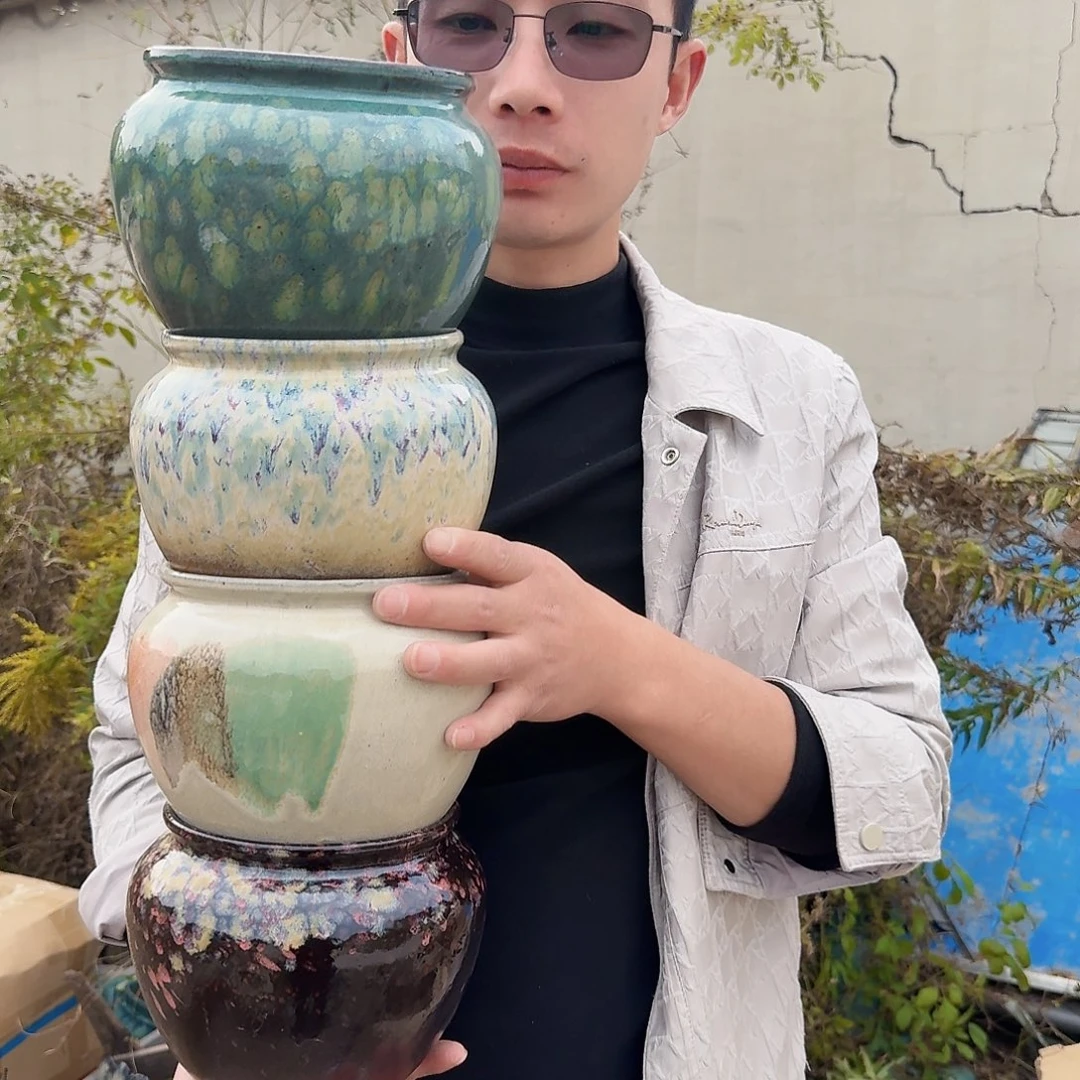 紫砂花盆口15高15（四个苹果