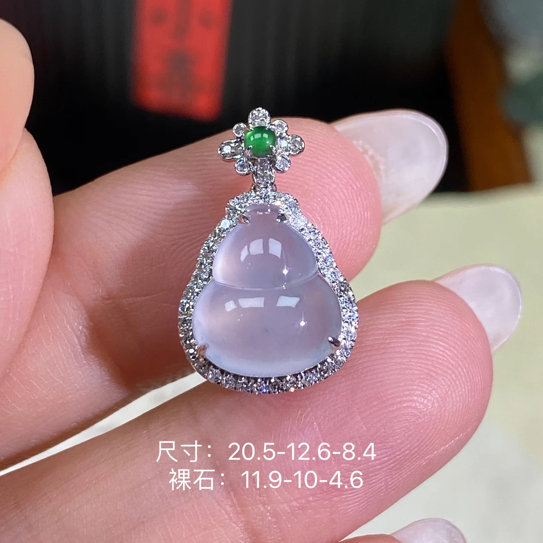 莱韵翡翠 18K金镶嵌高冰透葫芦 缅甸天然A货翡翠