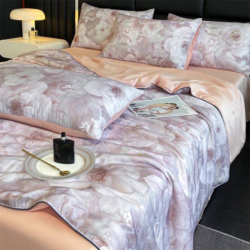 {赛岚} 天丝印花镂空宽边夏被 空调被 高端家纺