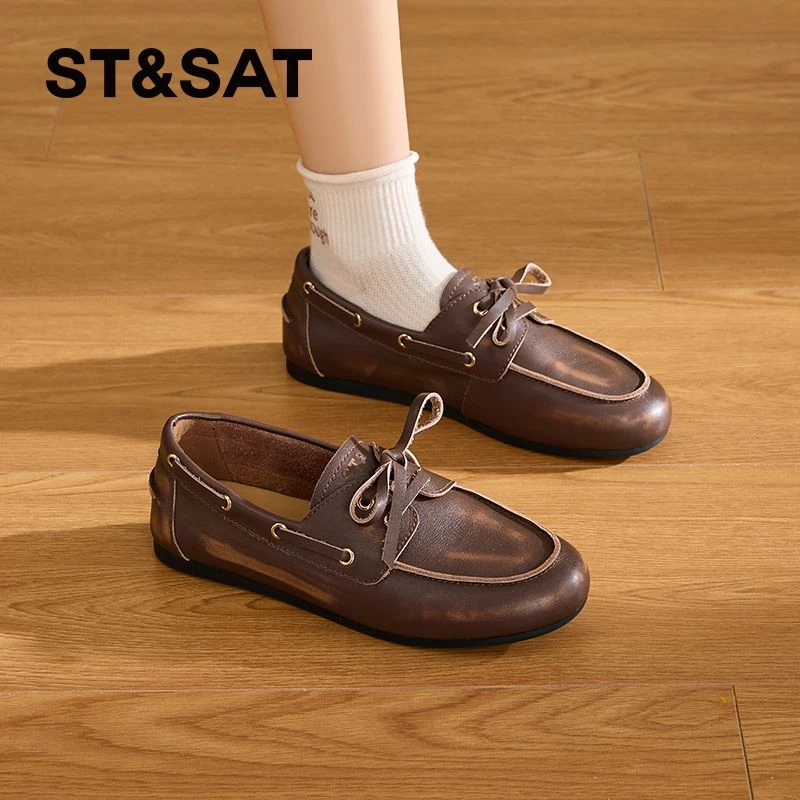 ST&SAT/星期六英伦风单鞋2025夏季新款时尚乐福鞋女休闲小皮鞋