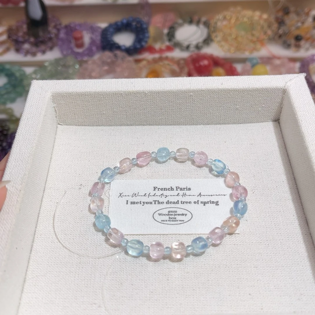 水晶手链未镶嵌摩根石糖豆单圈