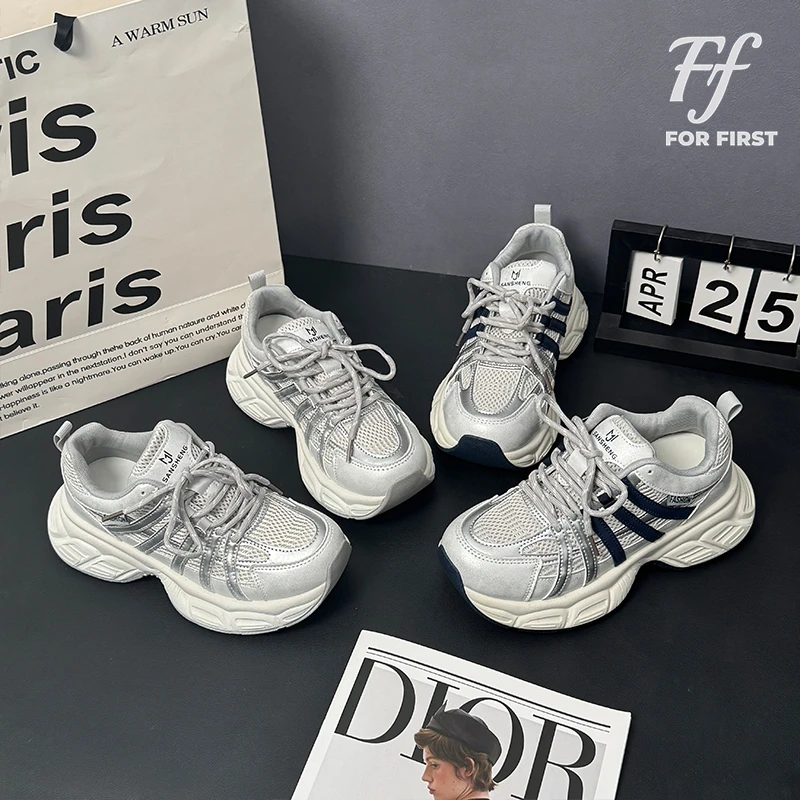 【现货】老爹鞋2025春季新款百搭休闲鞋女网面透气