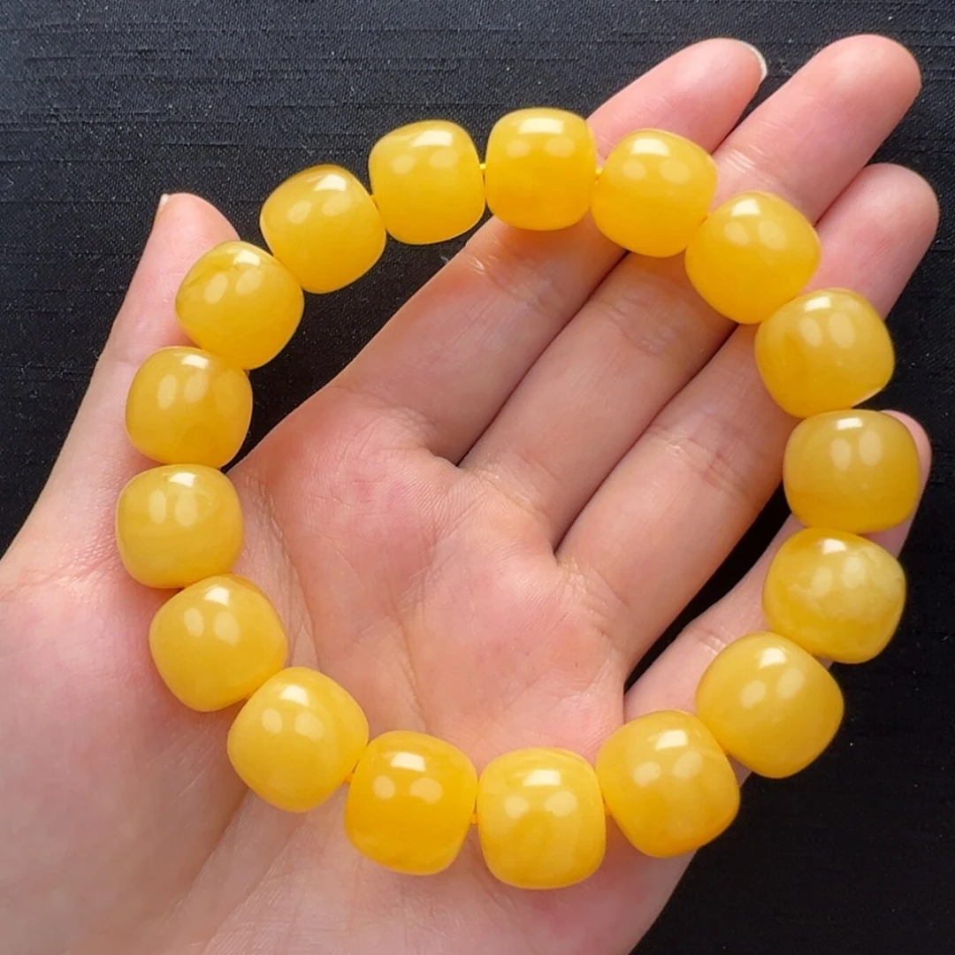 琥珀未镶嵌裸石焦皮同料手串13mm