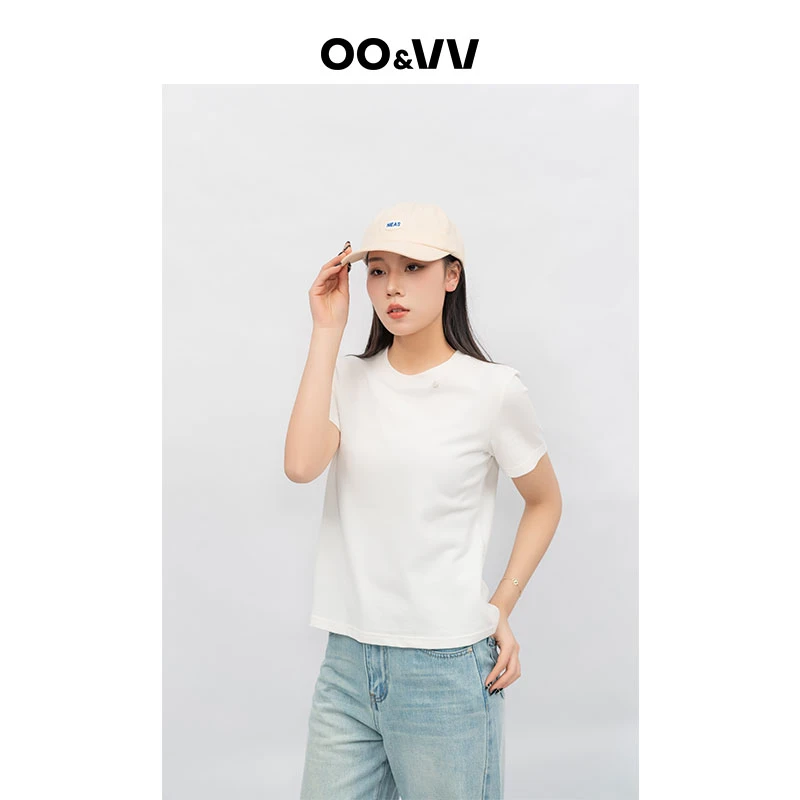 OO&VV【柔语素T】2025春柔语素T女短袖柔软修身纯色套头简约上衣
